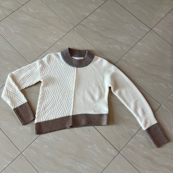 #2176 Veronica Beard Merino Wool Colorblock pattern Sweater XS